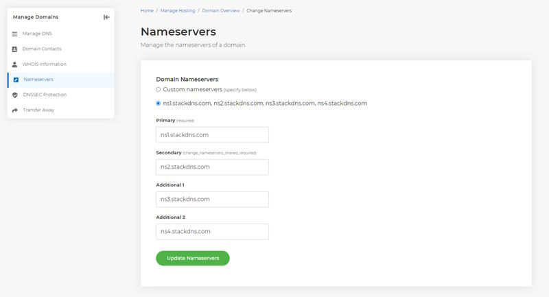 Find and manage dns nameservers of a domain