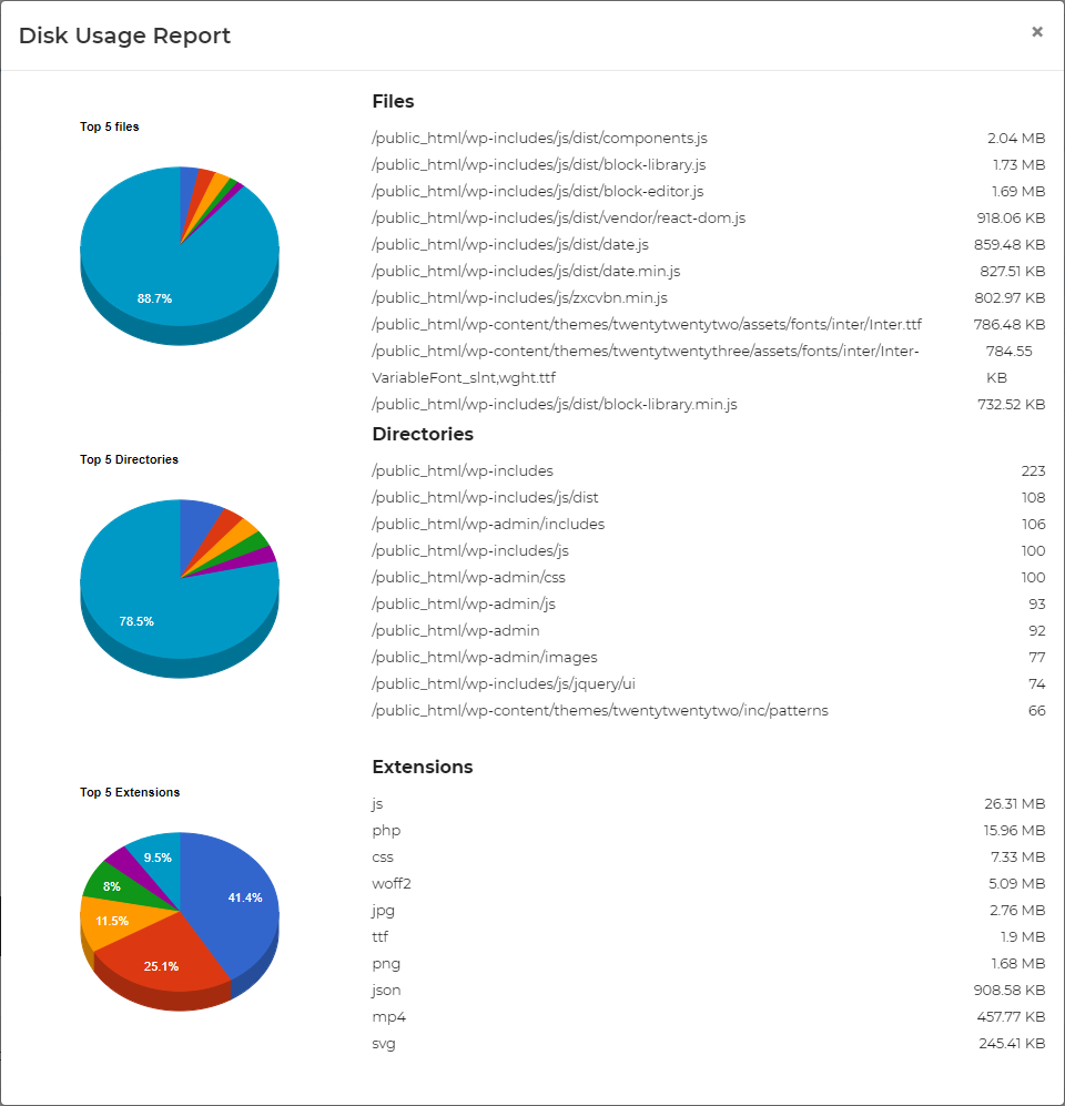 disk usage report in file manager