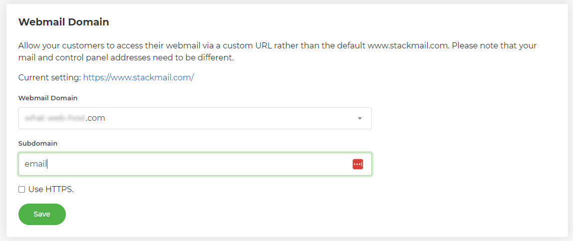 set custom webmail URL